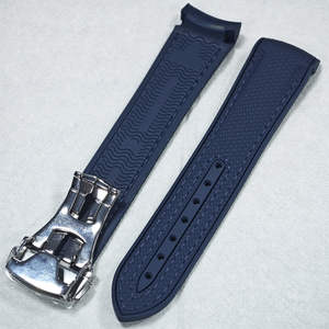 Correa para <span class=keywords><strong>Reloj</strong></span> <span class=keywords><strong>Omega</strong></span> <span class=keywords><strong>Seamaster</strong></span> Sport de 20mm 22mm con Extremos Curvos de Nylon y Goma Azul con Cierre Plateado Pulido y Característica Transpirable - Product Image 6