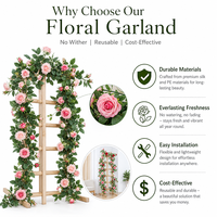 Guirnalda de Rosas Artificiales Long Branch para Decoración de Paredes, Bodas, Fiestas, Sesiones de Fotos de Celebridades y Adornos de Paisajes