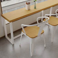 Ensemble table et chaises pour café, salon de thé, style bois naturel, table longue et étroite murale pour snack-bar et magasin de proximité
