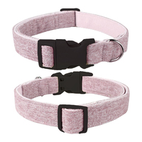 Collier pour chien en coton et lin écologique, réglable, boucle à dégagement rapide avec anneau en D en métal, plusieurs couleurs, logo personnalisé OEM