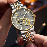 Montre mécanique automatique de luxe Louie Juelen, 41 mm, calendrier de date, étanche 3 BAR, bracelet en acier inoxydable, fermoir papillon