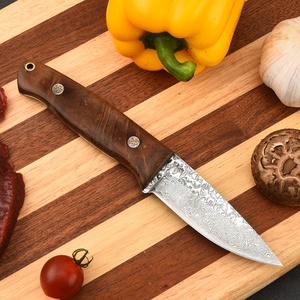 Cuchillo de bolsillo de hoja fija Taurus de acero de Damasco de alta calidad con mango de madera DIY y hoja de acero inoxidable, personalizable OEM para camping - Product Image 4