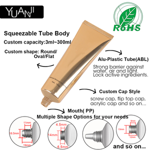 <span class=keywords><strong>Tube</strong></span> de lotion, masque facial, crème, conteneur en aluminium-plastique PP ABL laminé, choix multiples, sortie d'usine de luxe YUANJI, bouchon à vis, rabat - Product Image 2
