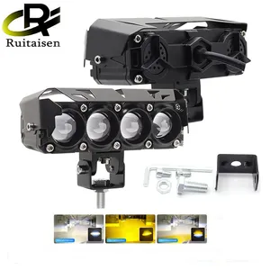 Ruitaisen, faros delanteros Led para motocicleta, haz alto/bajo, blanco, amarillo, luz de conducción antiniebla Led para accesorios de motocicleta, 12-24V