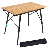 Feistel table de pique-nique en plein air pied réglable portable en bois et en aluminium table pliante de camping