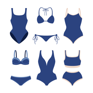 Custom Women's Navy <strong>Blue</strong> <strong>Bikini</strong> <strong>Sets</strong> with Stretch Fabric and One Piece Bathing Suits - Product Image 1