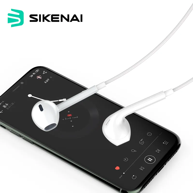 Sikenai Hot selling Headphone Wired Earphones Headset Plus Plug and PlayEarphone Earpods for Iphone Ipad Ipod Apple