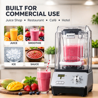 Mixeur Commercial Électrique 1800W pour Smoothies, Jus et Fruits, Silencieux, Robuste, Haute Vitesse, avec Couvercle pour Cuisine