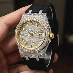Luxury VVS Moissanite Watch, Mechanical Movement Men Full Diamond Inlaid, 5ATM <b>Waterproof</b> 42mm Dial Luminous Hands Unisex - Product Image 1