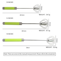 Ensemble d'ustensiles batteurs à œufs semi-automatiques pour la pâtisserie, conception rotative, 10, 12 et 14 pouces