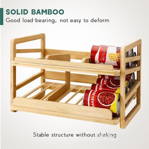 Wooden can storage rack, stackable snack rack, solid wood <b>kitchen</b> countertop condiment rack - Product Image 5