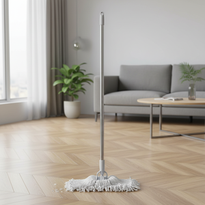 Gizmop 500g Mopa Húmeda Reutilizable Antibacteriana Duradera y Sostenible con Cabezal de Algodón en Bucle y Autoescurridor, Palo de Acero Inoxidable, Moderna para Parquet - Product Image 3