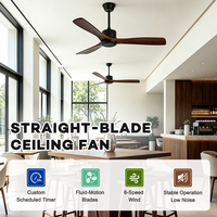 Kipas Angin Plafon LED Modern 6 Kecepatan dengan Motor DC, Ukuran 36/42/52 Inci, Harga Terjangkau, Dilengkapi Remote Control untuk Restoran/Kafe/Lobi