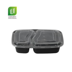 Disposable Plastic Food Box Take Away Food container 2 Compartment Lunch box Bento Box with Lid