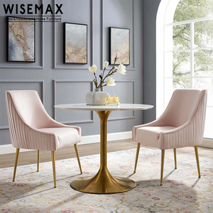 WISEMAX Luxury Stainless Steel Furniture Modern Gold Metal Accent <strong>Chair</strong> Leisure Navy Blue <strong>Velvet</strong> Upholstered <strong>Dining</strong> <strong>Chair</strong> - Product Image 3