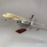 Modèle d'avion Airbus A380 d'Etihad Airways, vente en gros OEM, échelle 1/160, taille 46 cm, cadeau d'affaires, collection artisanale