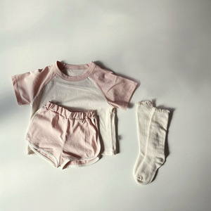 Conjuntos de Ropa para Niños, Verano 2021, Camiseta de Manga Raglán a la Moda, Pantalones Cortos de Algodón, Traje para Niños y Niñas - Product Image 3