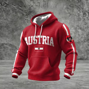 Sweat-shirt à capuche pour homme 100% coton tricoté respirant avec poche imprimé drapeau américain pour un usage décontracté - Product Image 2