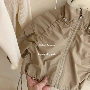 Tongxingyuan Girls Autumn Spring Khaki Jacket Brown Leggings Set Soft Shell Cotton Children Outfits - Product Image 3