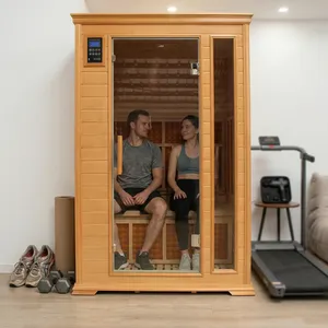 <span class=keywords><strong>Sauna</strong></span> Compacta Moderna de Madera de Hemlock para 2 Personas con Calentadores de Infrarrojos Lejanos, <span class=keywords><strong>Sauna</strong></span> Interior para el Hogar para Apartamentos Pequeños, Bienestar - Product Image 1