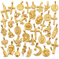 SUMMLY Pendentifs sur mesure en acier inoxydable plaqué or 18 carats, motif main en prière et tête de Jésus, bijoux fantaisie, breloques