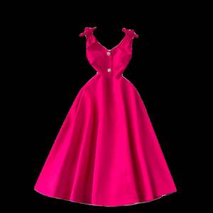 Robe midi élégante à col en V, tunique décontractée et ajustée pour femme, avec dentelle, noire - Product Image 5