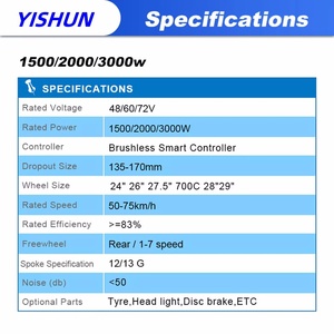 <span class=keywords><strong>Kit</strong></span> Motore Elettrico per Bicicletta 2000W 48V con Controller 52V 45A, Display LCD e Cerchi MTX per Conversione E-Bike - Product Image 6