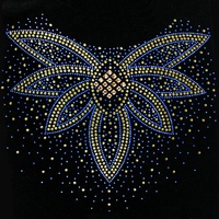 Applique de luxe dorée florale en strass thermocollant pour décolleté, motif cristal pour la poitrine, pour la décoration de robes kaftan, Bling Pro DIY