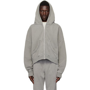 Chaqueta de hombre de otoño, de fabricante, de peso pesado, con efecto desgastado por el sol, personalizada, de 500 g/m², de corte regular extragrande, corta, con cremallera completa, cortavientos y transpirable. - Product Image 5