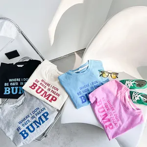 Groothandel Casual Kinder Kleding Baby Meisje Korte Mouw Brief Print Tops Zomer Kleine Meisjes Bedrukt T-Shirts Tops