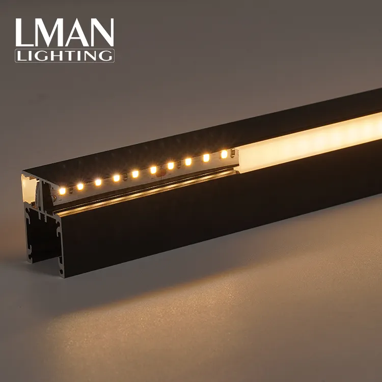 Perfil de aluminio negro de doble cara, tira de luz LED interior, Blanco cálido, SMD2835