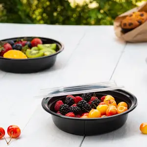 Microwavable Take Out Soup Bowl Fast Food Disposable Plastic Round Food Containers With Lids