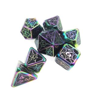 Série Avengers RTS - Lot de 7 dés métalliques arc-<span class=keywords><strong>en</strong></span>-ciel - Dés polyédriques gravés <span class=keywords><strong>en</strong></span> forme de toile d'araignée - Dés de <span class=keywords><strong>jeu</strong></span> de rôle <span class=keywords><strong>en</strong></span> métal électro-plaqué iridescent - Product Image 2