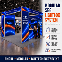 Boîte à lumière LED sans cadre pour salon professionnel, stand SEG, conception gratuite, impression personnalisée sur tissu