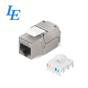 Prise Keystone femelle LE blindée 180 degrés sans outil 8P8C STP FTP Cat6 Cat6A argentée - Product Image 3