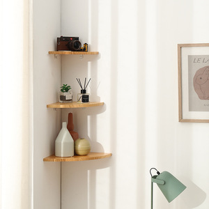 Vente en gros d'étagère d'angle sans perforation en bois salon coin tenture murale support de rangement support cloison en forme d'éventail - Product Image 2