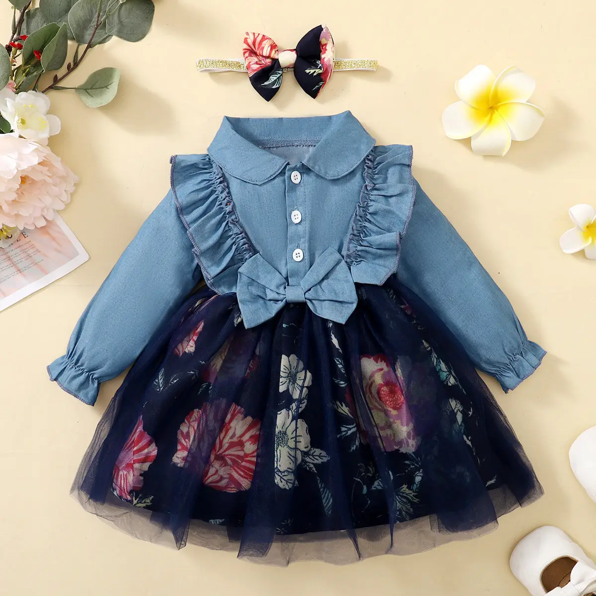 Sunny Baby Sunny Baby Children's Clothing Girls' Dress Autumn 0-3 years Old Floral Dress