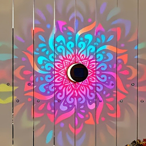 Lampada da parete a proiezione Mandala, lampada da parete ricaricabile, lampada decorativa RGB a 7 colori, luci solari da giardino impermeabili per esterni. - Product Image 6