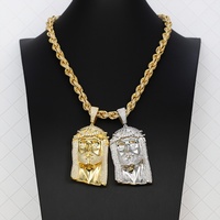 Bijoux fantaisie, or 18 carats, argent sterling 925, diamant moissanite VVS, pendentif Jésus pour homme, collier