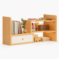 Organiseur de bureau en bois avec tiroir et étagères de rangement multi-niveaux pour la maison, le bureau, la salle d'étude et la chambre