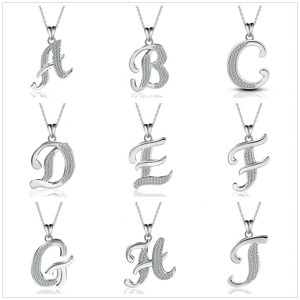 Lettera Dei Monili Delle Donne Su Ordinazione 925 Sterling Silver <span class=keywords><strong>Collana</strong></span> Del Pendente Della Lettera di alfabeto Iniziali - Product Image 5