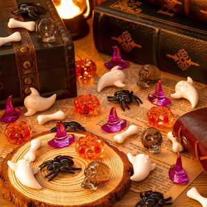 ZHWKMYP 110 Pezzi Decorazioni da Tavola per Halloween, Mini Zucche, Fantasmi, Teschi, Ragni, Cappelli da Strega in Acrilico - Product Image 5