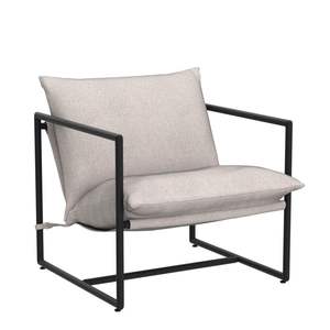 Oatmeal Metal Framed Accent <b>Chair</b> Shredded Foam Cushioning Leisure Style Living Room Dining <b>Chair</b> for Home Use for Apartment - Product Image 1