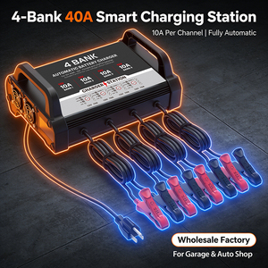 Caricabatterie Intelligente a 4 Canali 40A, Stazione di Ricarica Multi-Banco 12V 10A per Batterie AGM, GEL, Litio e Piombo-Acido - Product Image 1