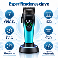 Tondeuse à cheveux pour hommes sans fil rechargeable, tondeuse à barbe avec écran numérique, 2000 mAh