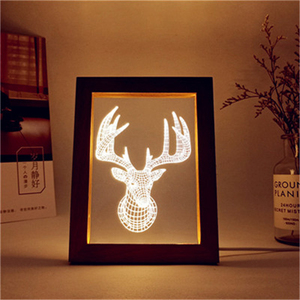 Marco de fotos de madera acrílica 3d para dormitorio, iluminación nocturna, <span class=keywords><strong>luz</strong></span> de <span class=keywords><strong>la</strong></span> noche, regalo personalizado, ilusión USB, bonito patrón de animales - Product Image 1