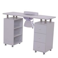 Bureau d'Ongles Moderne de Luxe avec Aspirateur, Ensemble Table et Chaise de Manucure Double en Bois, Design pour Salon de Beauté ou Séjour