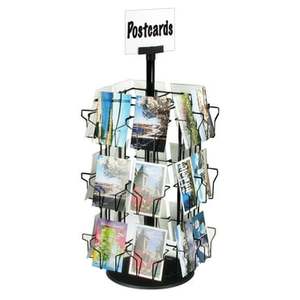 16-Pocket Rotating <strong>Wire</strong> Book Stand Modern Foldable Metal Comic Book Magazine <strong>Display</strong> <strong>Rack</strong> with Header Clip for Floor Standing - Product Image 3