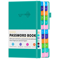 Carnet de mots de passe à reliure rigide en cuir PU de haute qualité, organiseur de mots de passe, enregistreur d'adresses de sites Web et d'utilisateurs, 108 pages
