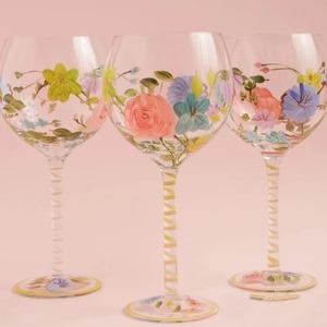 Calice da Vino Rosso Vintage Floreale all'Ingrosso, Dipinto a Mano <span class=keywords><strong>con</strong></span> Incisione, Design Classico, Lungo, <span class=keywords><strong>in</strong></span> Cristallo Ecosostenibile - Product Image 2
